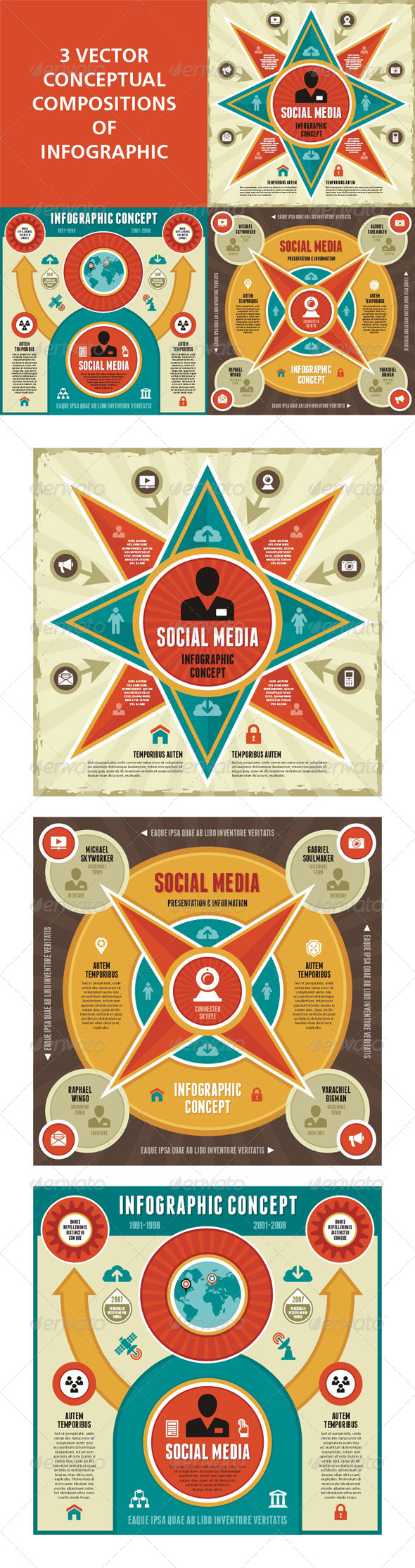 Infographic Concept - 3 Vector Scheme - Infographics