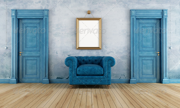 Blue vintage room - Stock Photo - Images