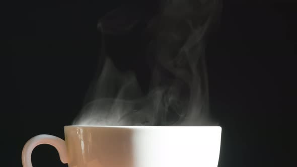 White Mug With Boiling Water