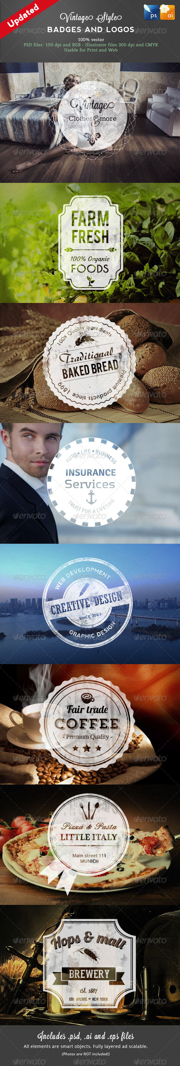 8 Vintage Style Badges - Badges & Stickers Web Elements