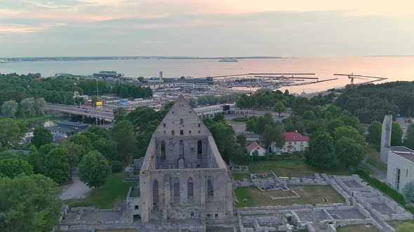 Awesome Aerial Shot of the Pirita Convent in Tallinn Estonia