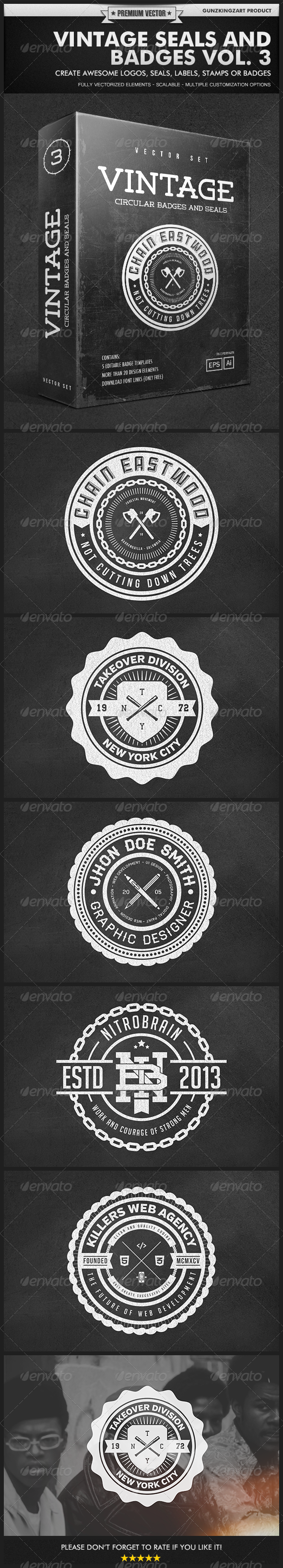 Vintage Seals and Badges Vol. 3 - Badges & Stickers Web Elements