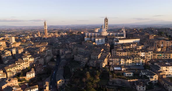 Aerial View of Siena at Sunset