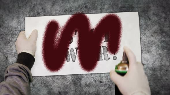 Stop war spray painted inscription on the concrete wall alt