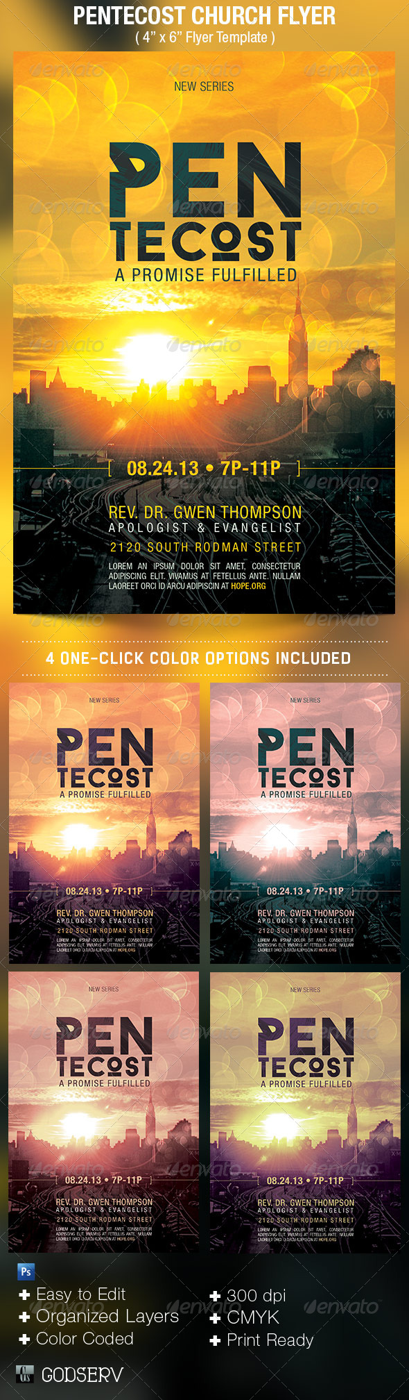Pentecost Church Flyer Template - Church Flyers