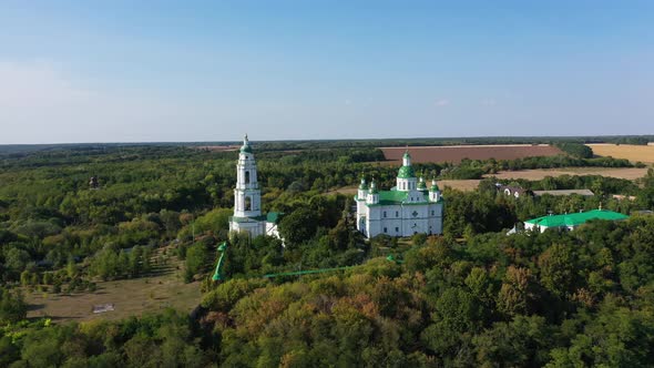 Orthodox Monastery With Green Domes in Ukraine