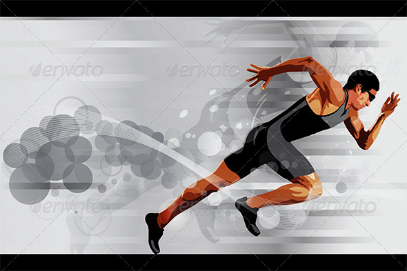 Runner Sprinter Vector Illustration - Sports/Activity Conceptual