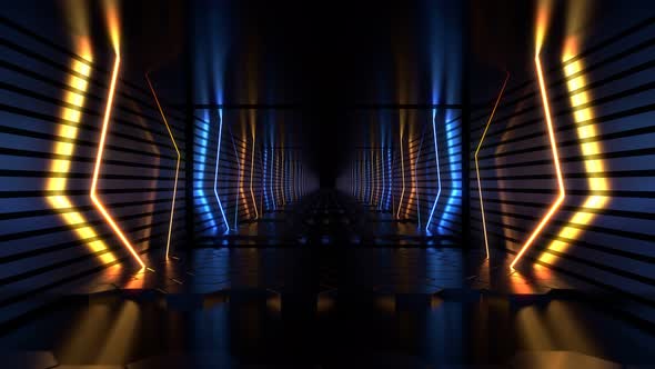 Neon Light Tunnel 4K