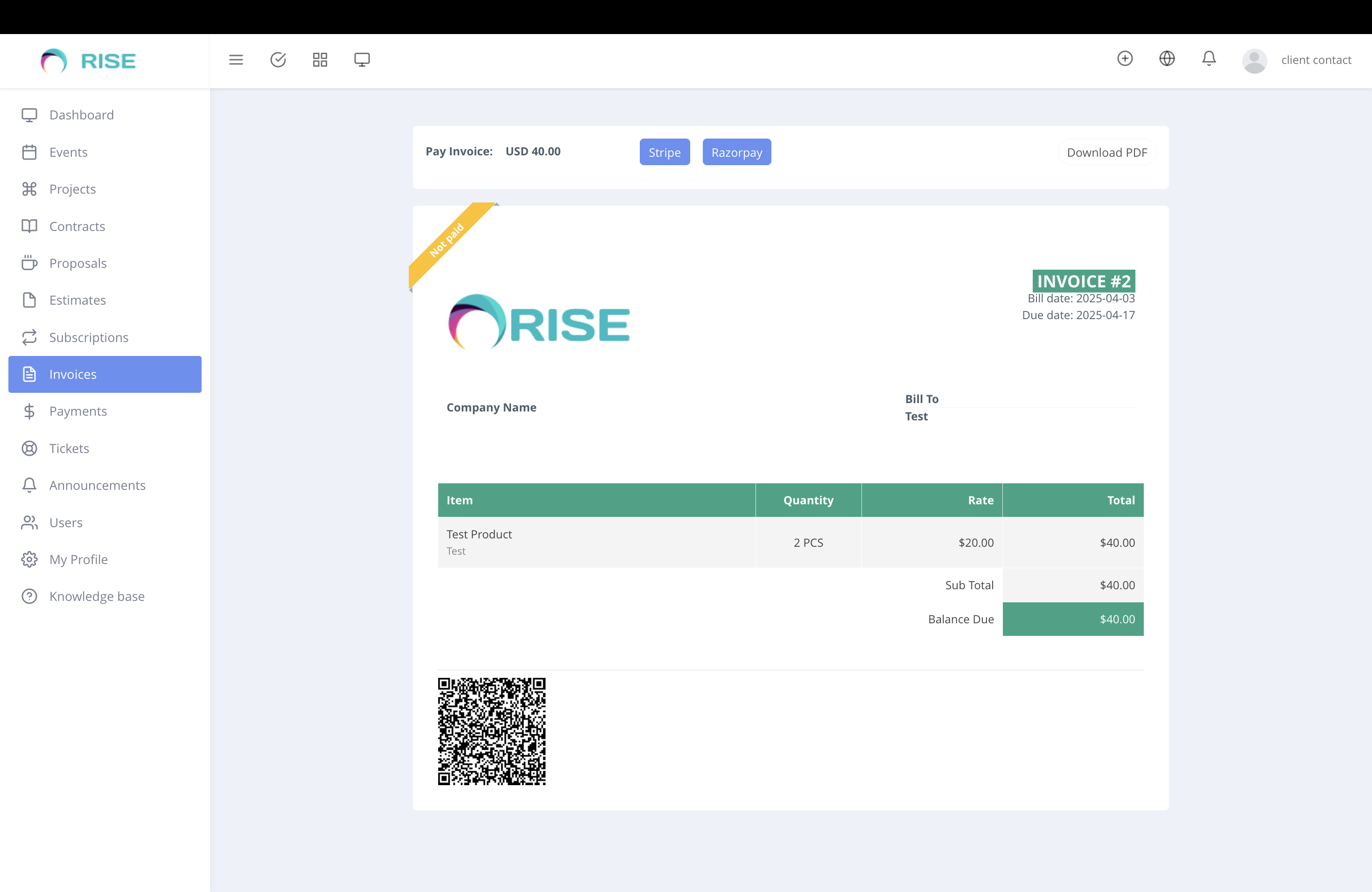 Razorpay Payment Gateway for RISE CRM by Hopperstack | CodeCanyon