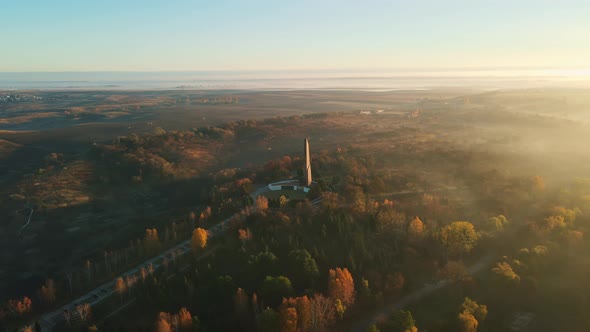 Memorial To The Fallen Soldiers Of World War II. Aerial Shot