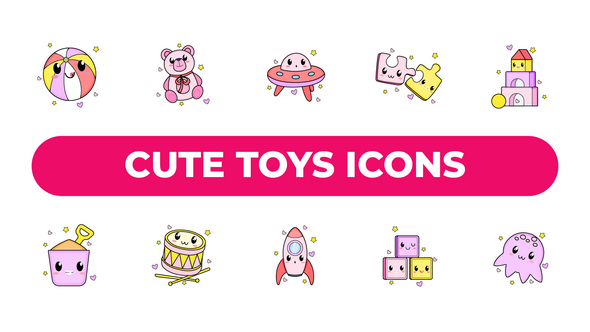 Cute Toys Icons Elements template preview