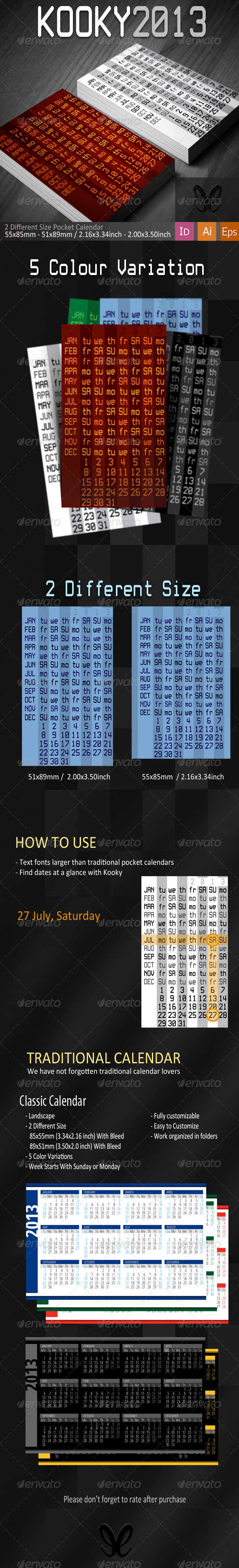 Kooky&Classic Pocket Calendar 2013 - Calendars Stationery