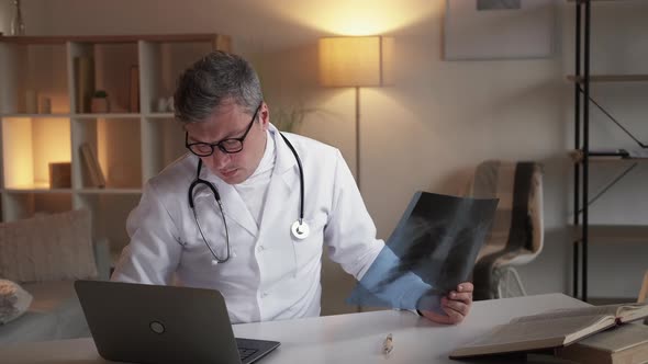 Patient Diagnosis Male Doctor Computer Report alt