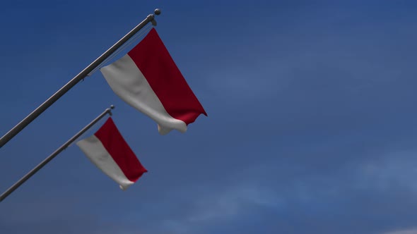 Indonesia Flags In The Blue Sky - 4K