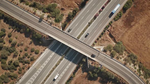 Aerial Highway Road Bridge Junction in Desert Arizona Landscape