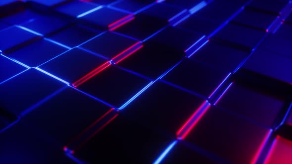 Futuristic Dark Glowing Tiles Movment Backdrop alt