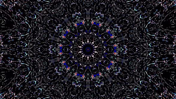 abstract lines circle shape forming dots of shining colorful flashing lights, black background alt