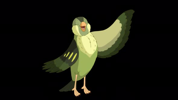 Singing Green forest bird alpha matte 4K