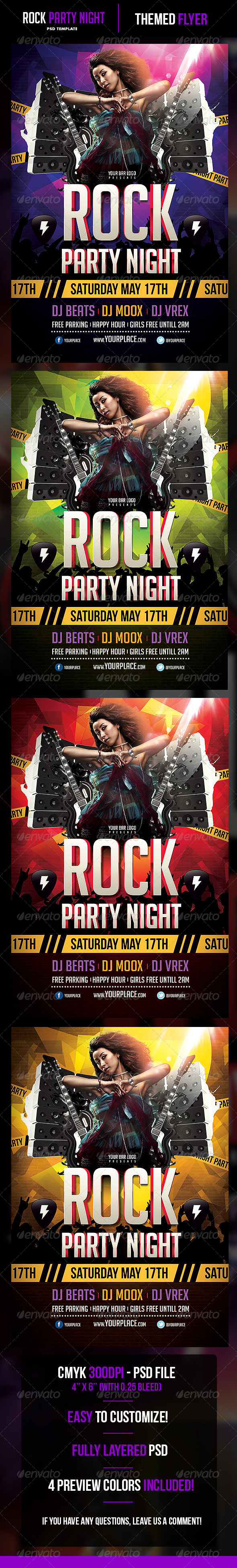 Rock Party Night Flyer Template - Flyers Print Templates