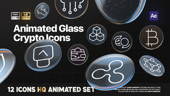 Crypto Glass Icons Pack Infographics template preview