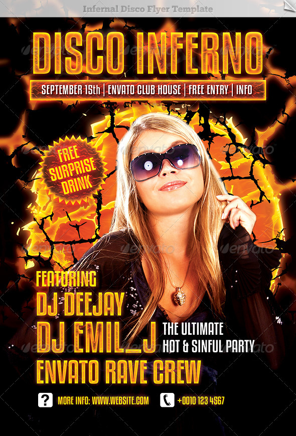 Infernal Disco Flyer Template - Clubs & Parties Events