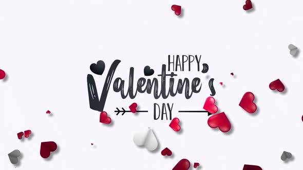 Happy Valentine's Day typography handwritten calligraphy text with heart on background.