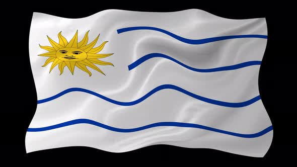 Uruguay Flag Wavy National Flag Animation