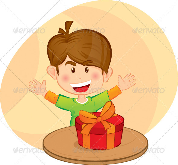 Little boy with a gift - People Characters