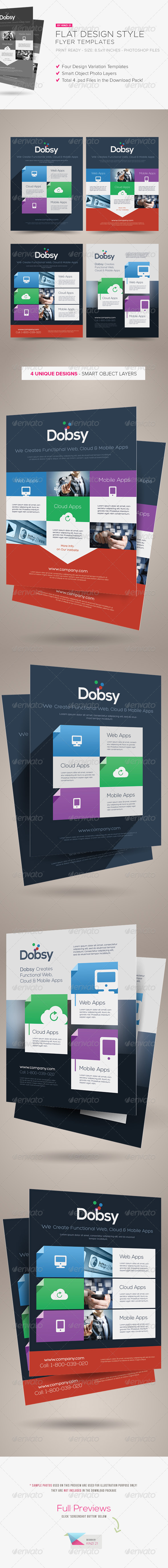 Flat Design Style Flyers - Corporate Flyers