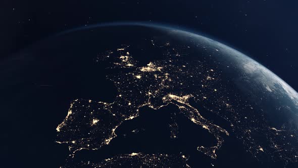 The Night City Lights of Europe Seen From Earth Orbit
