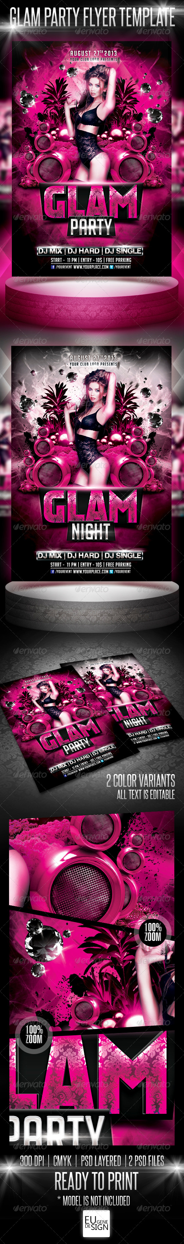Glam Party Flyer Template - Clubs & Parties Events