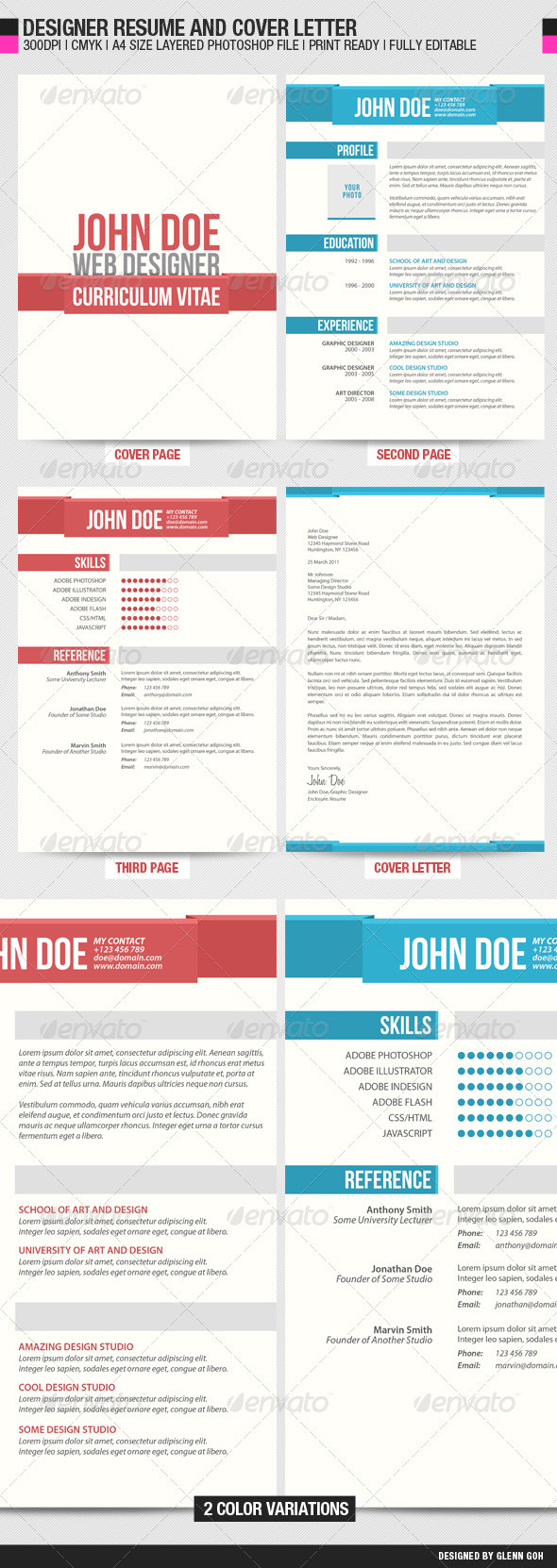 Designer Resume and Cover Letter - Resumes Stationery