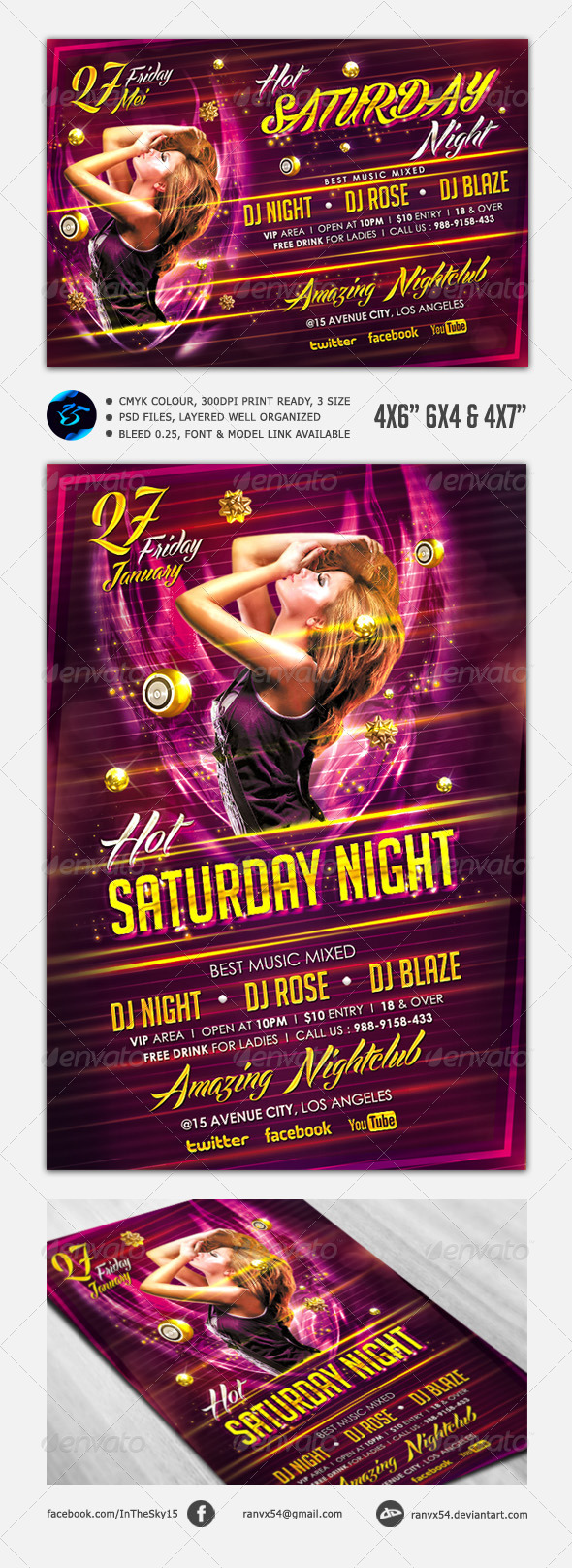 Hot Saturday Night Flyer Template - Clubs & Parties Events