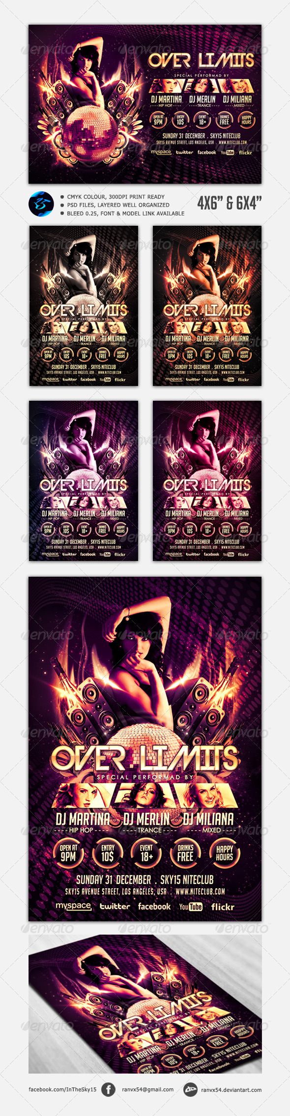 Over Limits Flyer Template - Clubs & Parties Events
