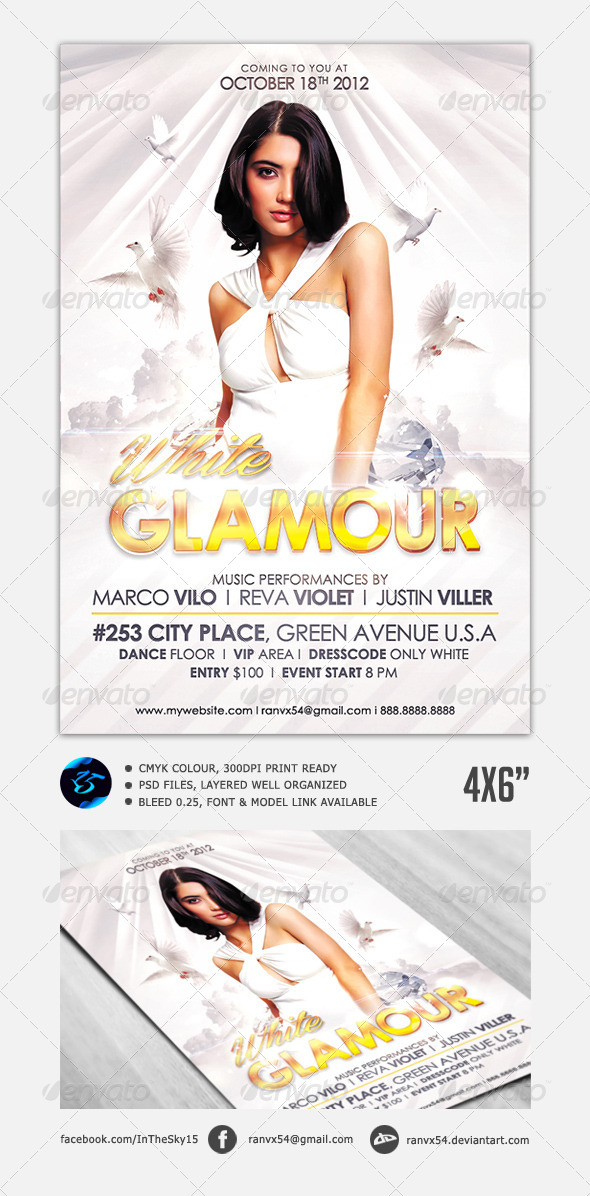 White Glamour Flyer - Clubs & Parties Events