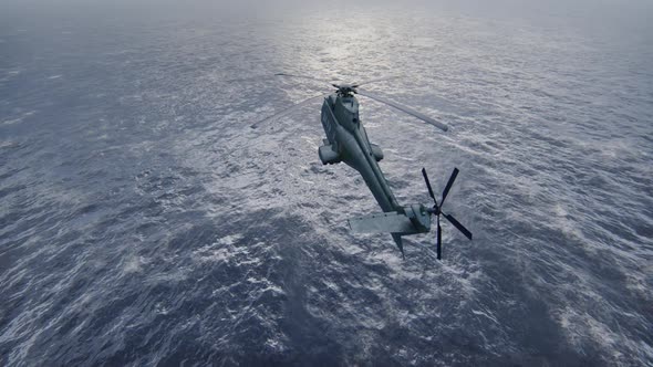 Helicopter Fly Over Sea