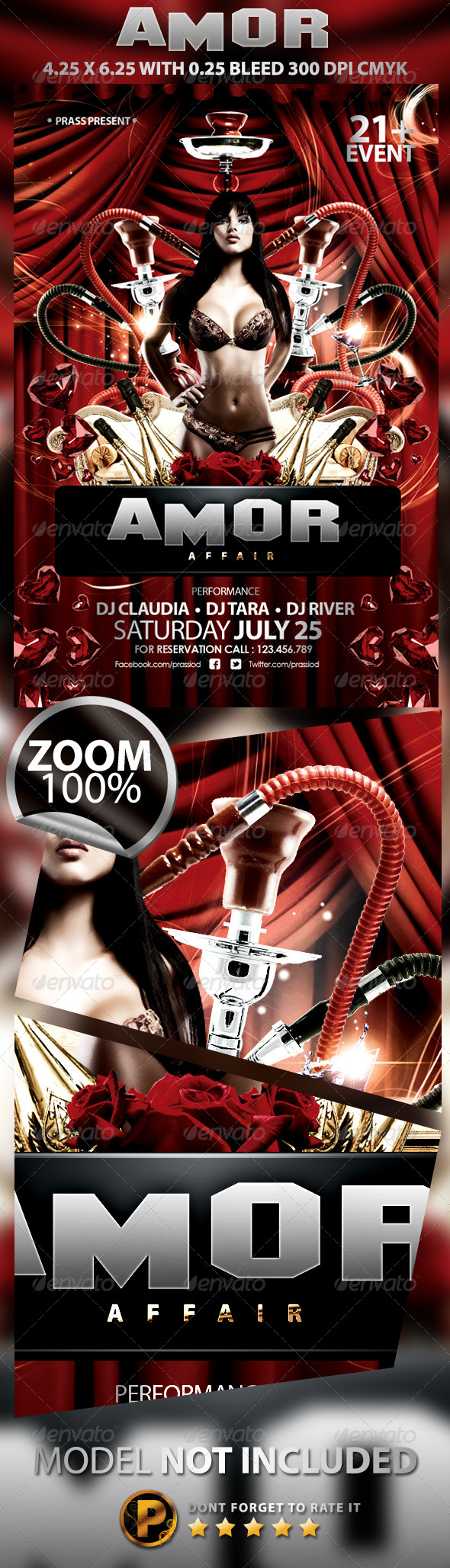 Amor Affair Flyer Template - Clubs & Parties Events