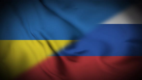 Ukraine Vs Russia Flag Waving Loop Animation alt