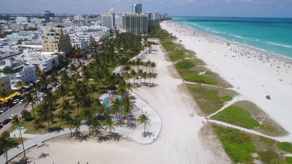 Aerial Establishing Shot 4k South Beach Miami Florida Usa alt
