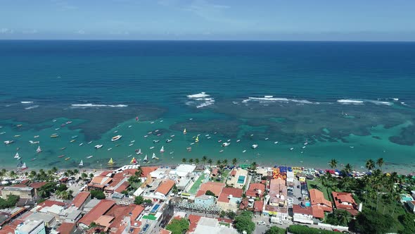 panning view of legendary beach at Northeast Brazil. alt