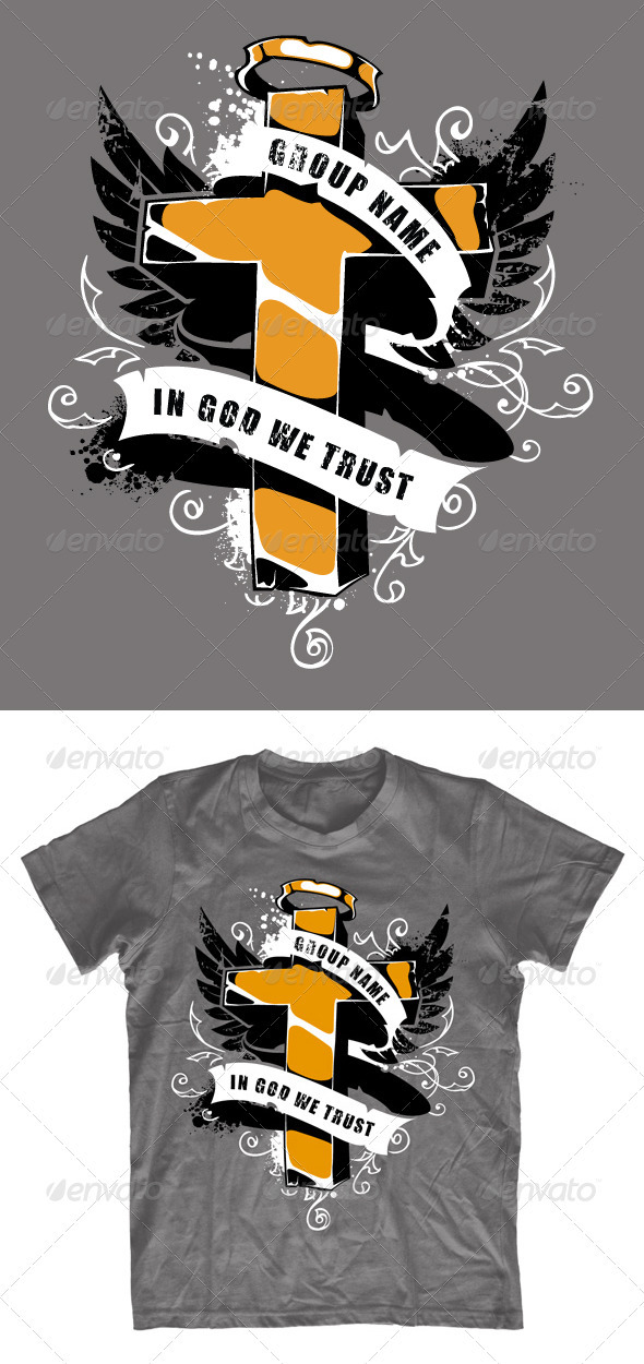Grunge T-shirt design with cross - Church T-Shirts