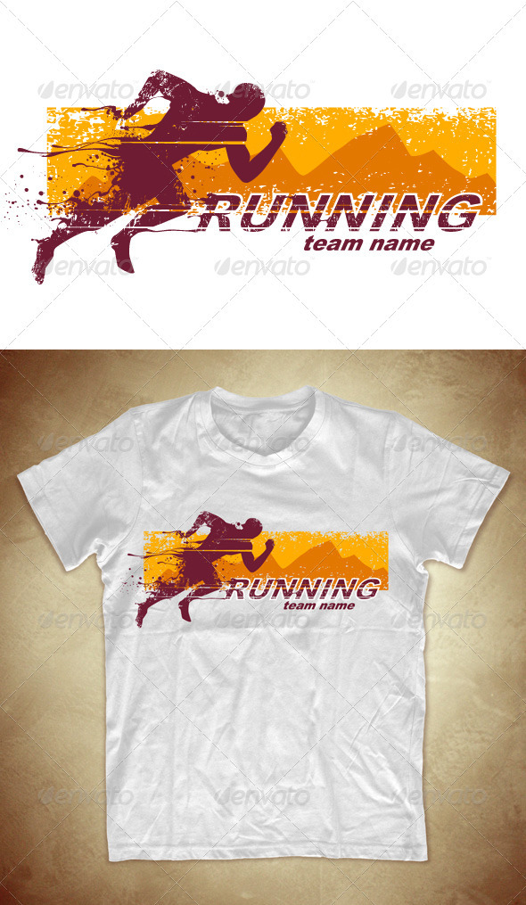 Grunge T-shirt design with running athlete - Sports & Teams T-Shirts