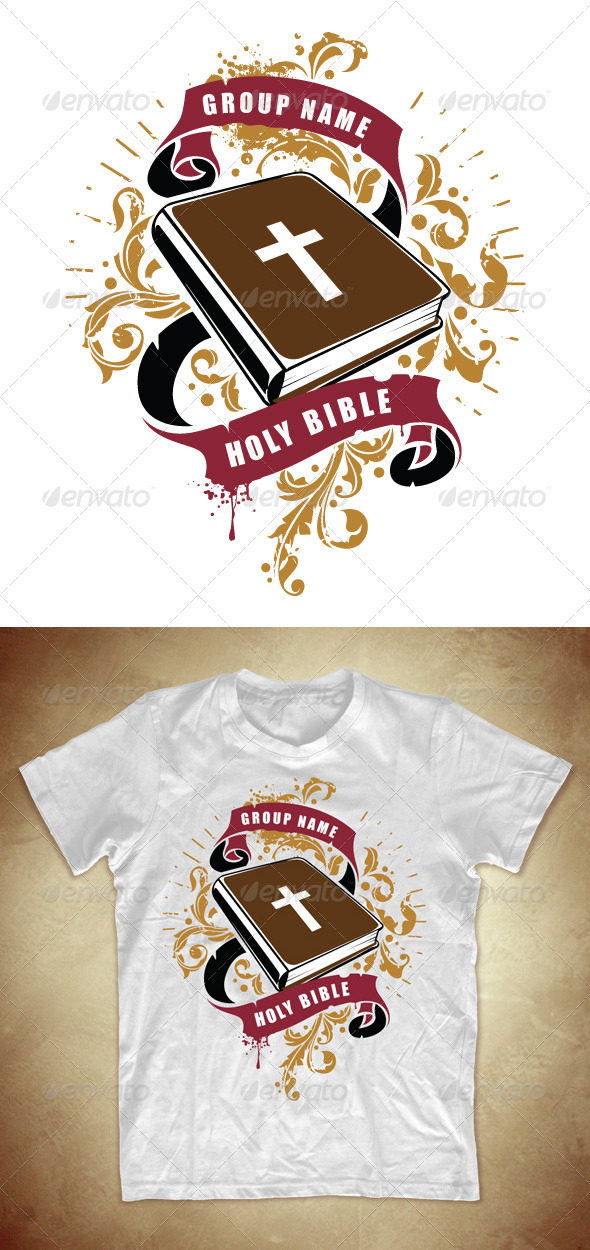Grunge T-shirt design with Bible book - Church T-Shirts