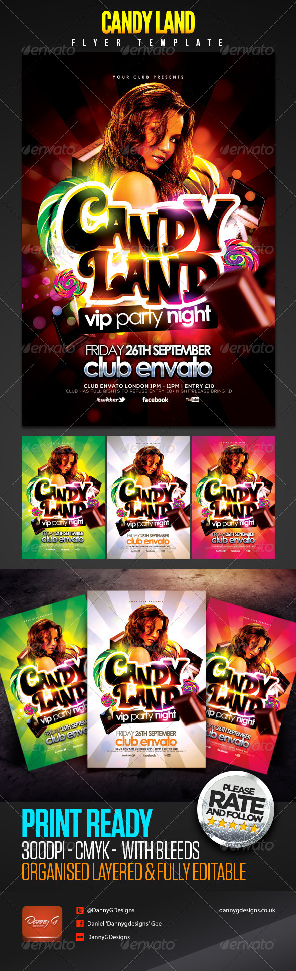 Candy Land VIP Party Night Flyer Template - Clubs & Parties Events