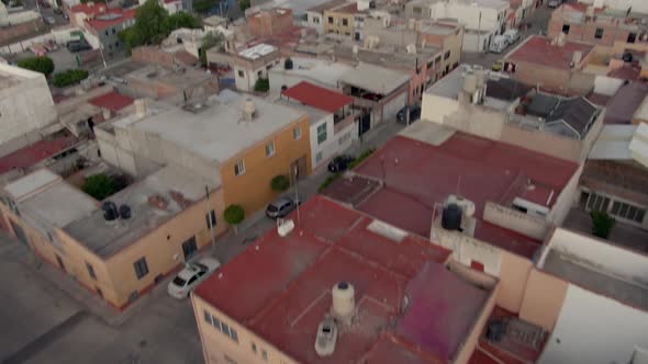 Tilt-up Reveal Of Aqueduct Of Queretaro, Historic Landmark In The City Of Queretaro, Mexico. aerial alt