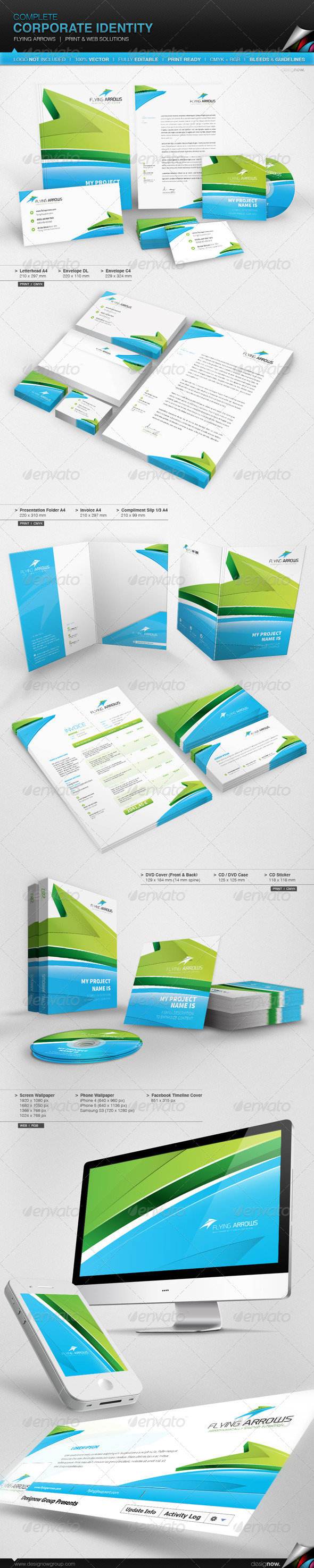 Corporate Identity - Flying Arrows - Stationery Print Templates