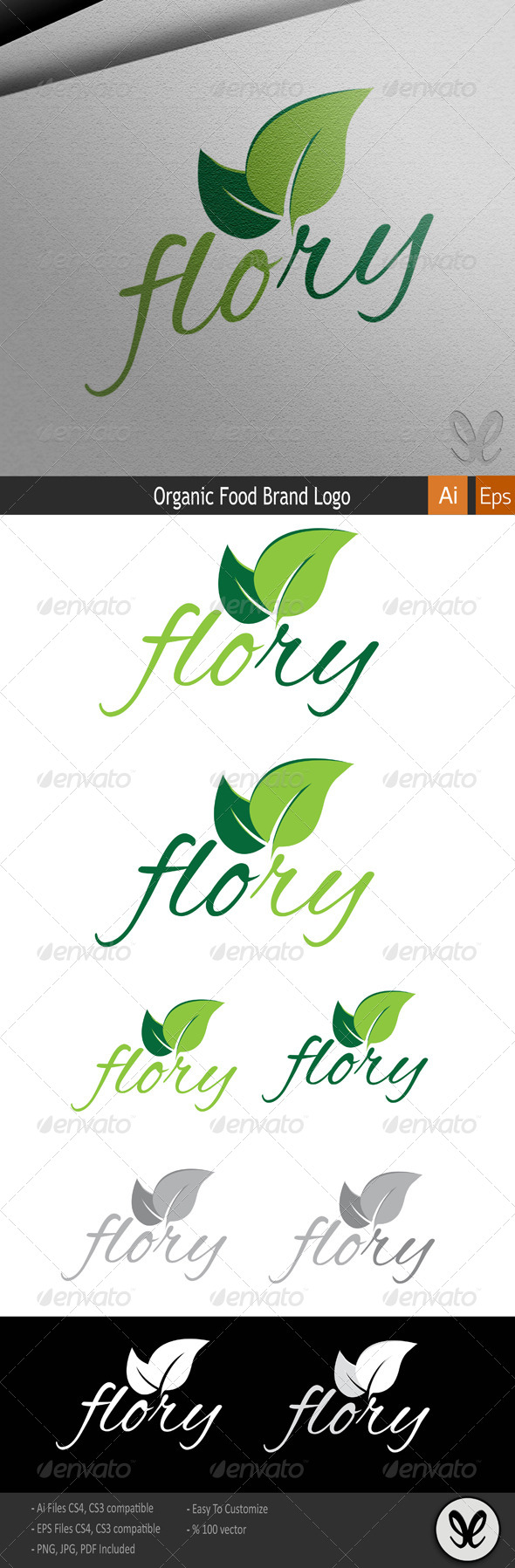 Flory Organic Food Logo - Food Logo Templates