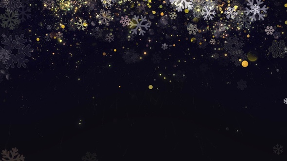 Christmas Snowflakes Dark Background with Glitter Particles 