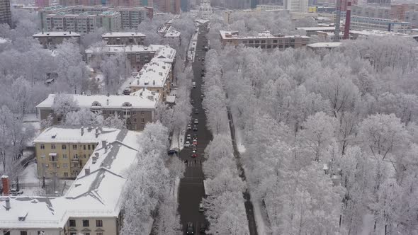 A Winter Cityscape After a Snowfall