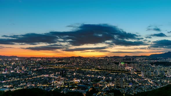 Time Lapse Sunset of Seoul City Skyline South Korea